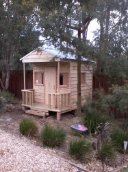 Cubby House Colours -  Zinc Roof and finished raw with front step.