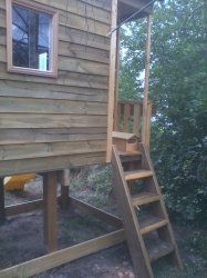 Cubby House Colours -  Woodland Grey Roof, Stained and Elevated